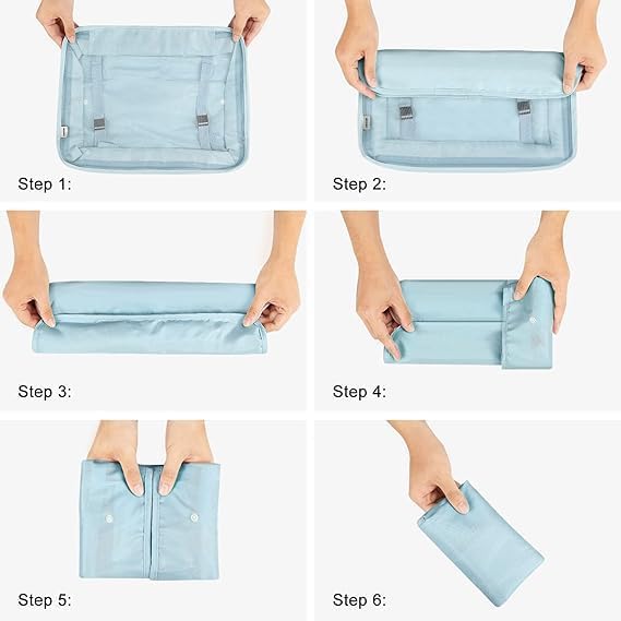 Flyngo Nylon 8 Pcs Travel Organizer Pouch Packing Cubes For Clothes Space Savers Bags Cosmetics/Underwear/Socks/Shoes Toiletry B